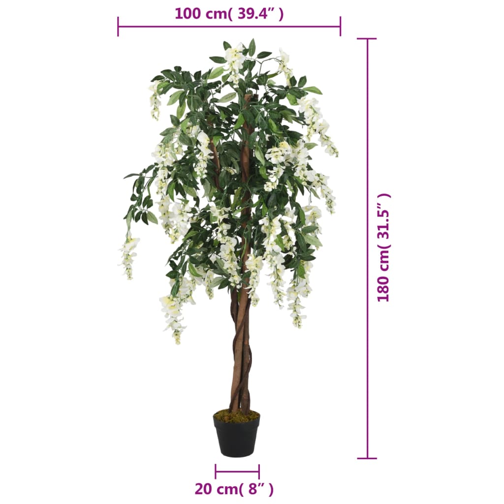 Kunstplant wisteria 840 bladeren 120 cm groen en wit