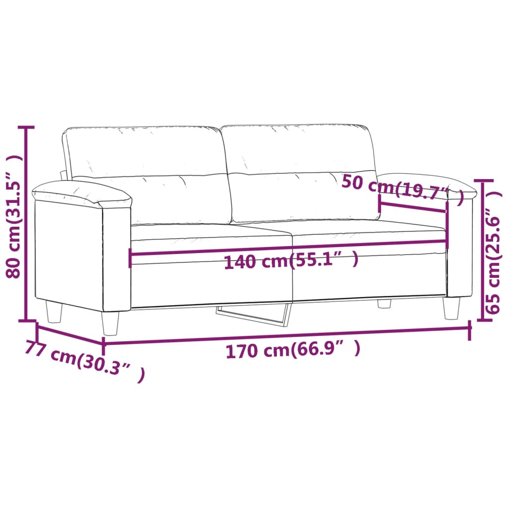 Driezitsbank 180 cm microvezelstof