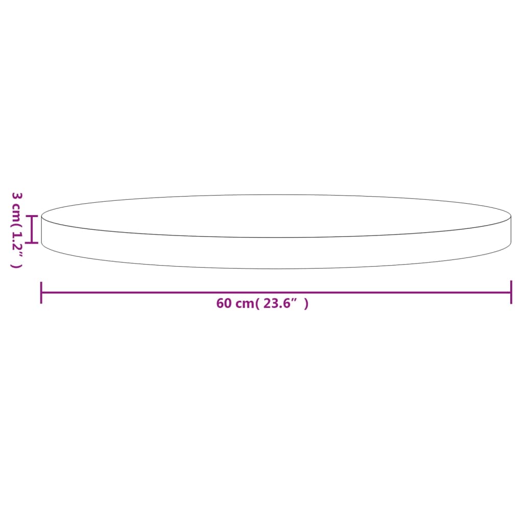 Tafelblad rond Ø70x3 cm massief grenenhout