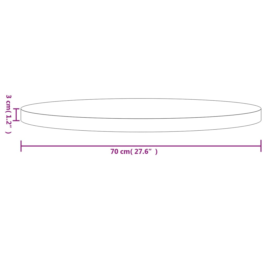 Tafelblad rond Ø70x3 cm massief grenenhout