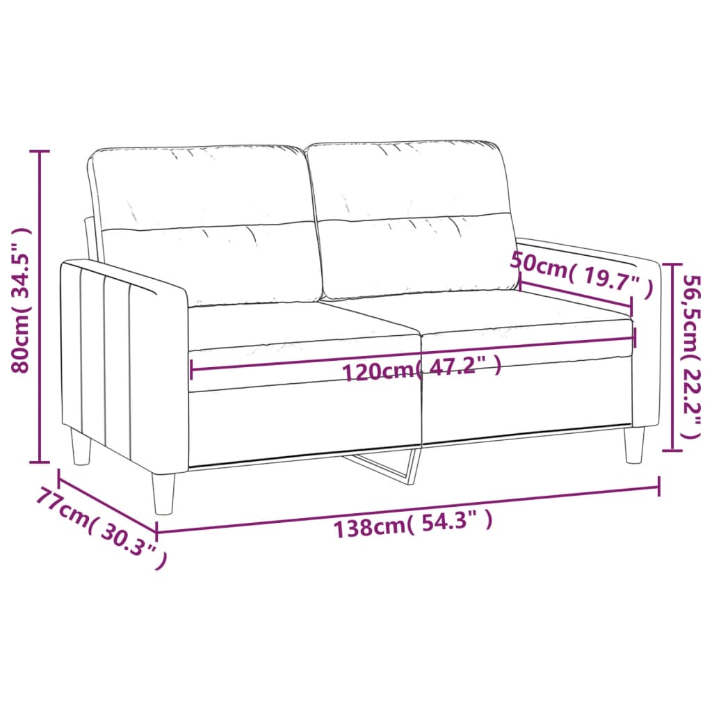 Tweezitsbank 120 cm stof