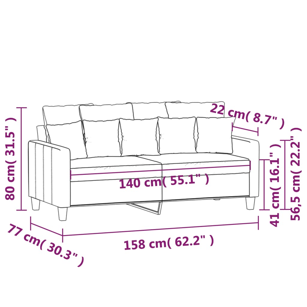 Driezitsbank 180 cm stof