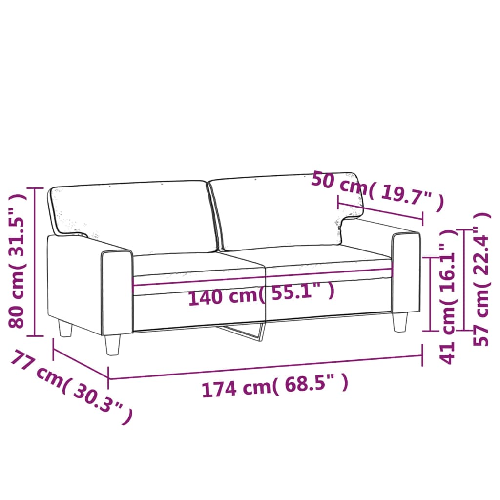 Tweezitsbank 120 cm kunstleer crèmekleurig