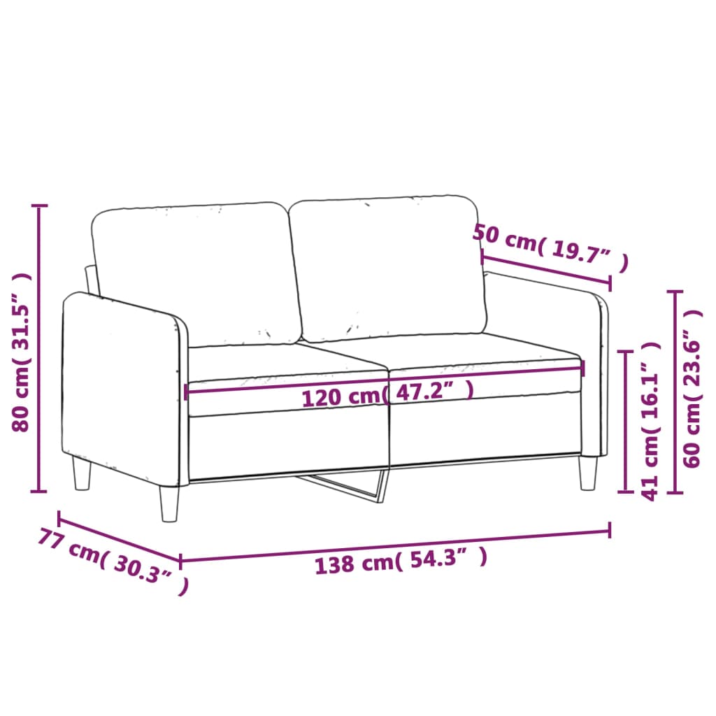 Tweezitsbank 140 cm fluweel