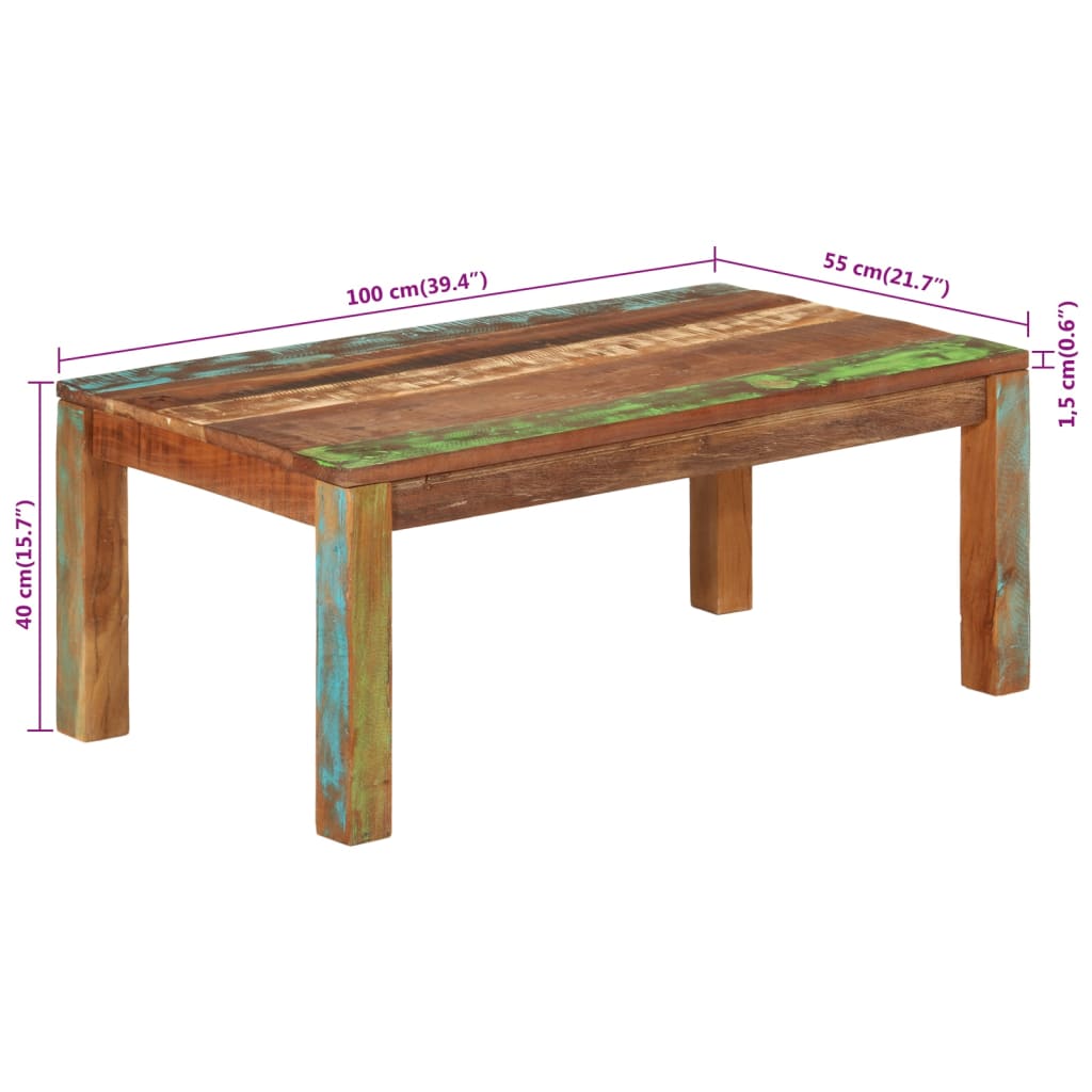 Salontafel 80x80x40 cm massief gerecycled hout