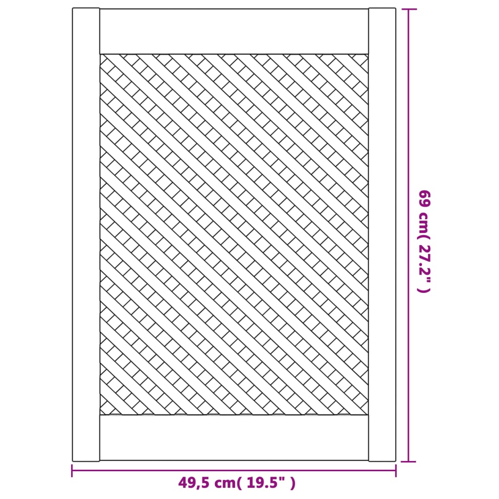 Kastdeuren met latwerk 2 st 39,5x61,5 cm massief grenenhout