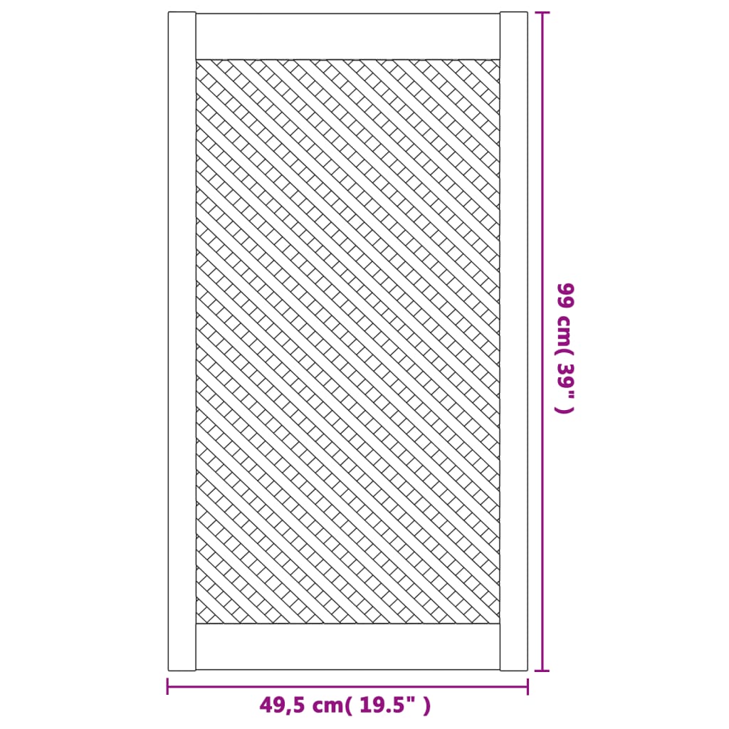 Kastdeuren met latwerk 2 st 39,5x61,5 cm massief grenenhout