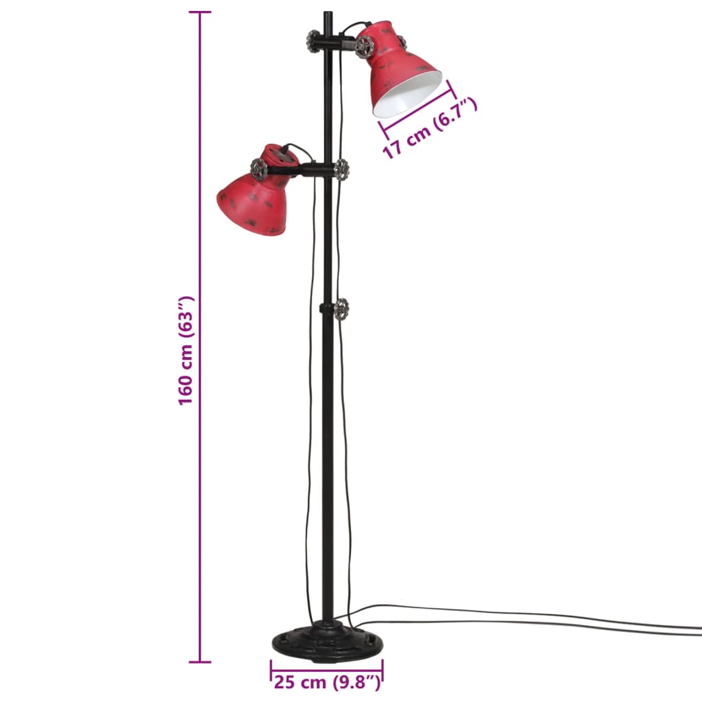 Vloerlamp met 2 lampenkappen E27 gietijzer