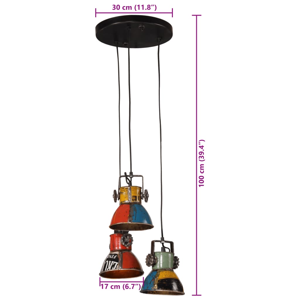 Hanglamp 25 W E27 30x30x100 cm meerkleurig