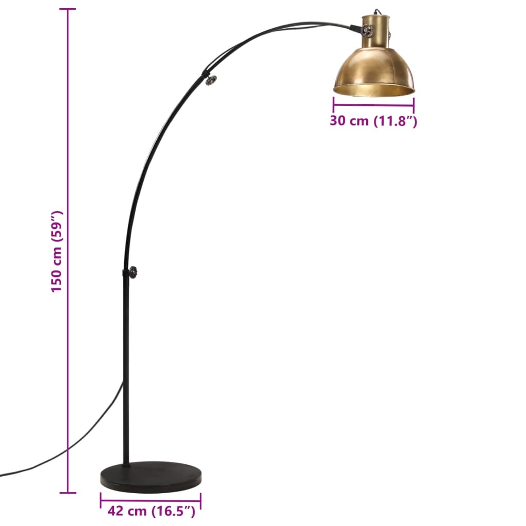 Vloerlamp 25 W E27 150 cm antiek messingkleurig