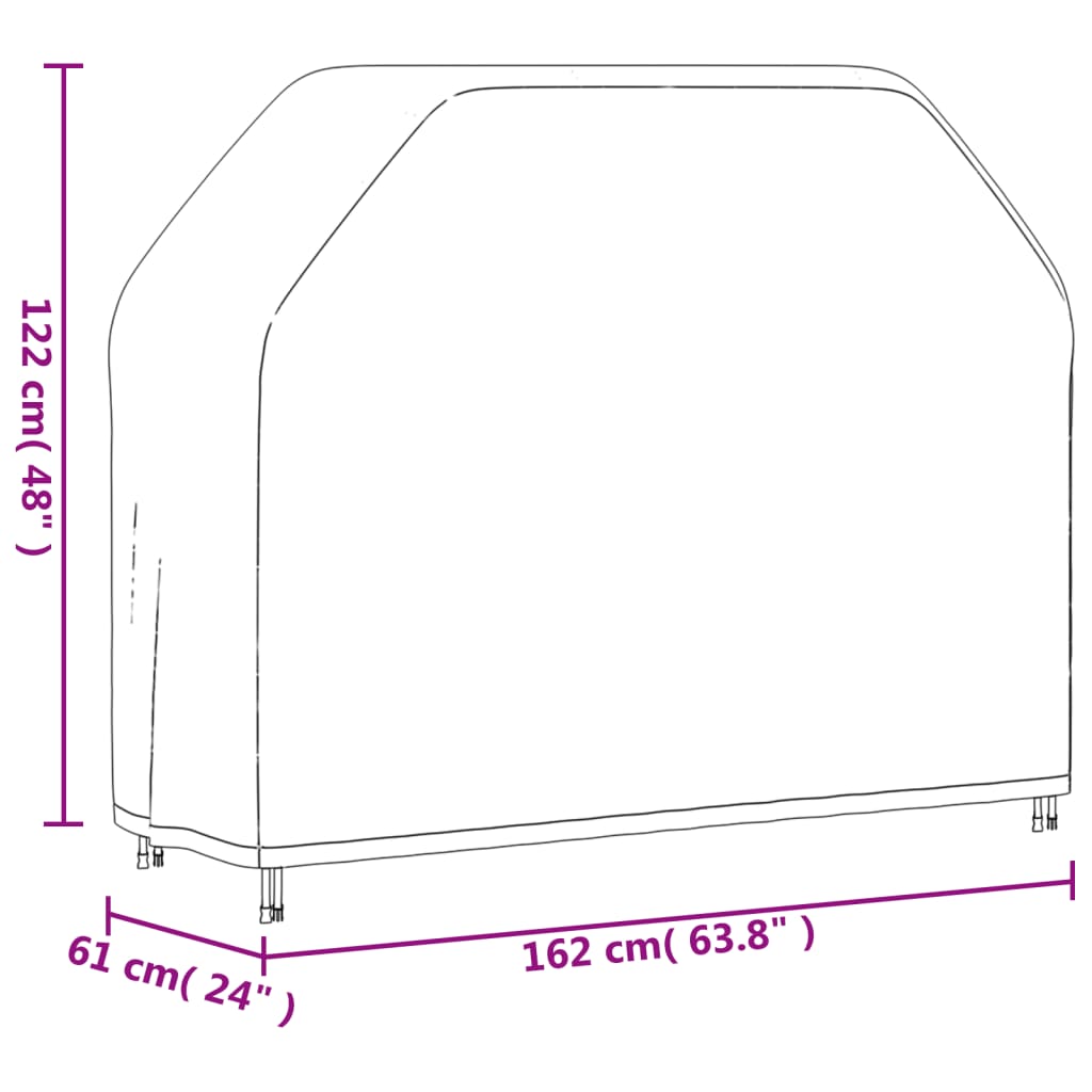 Barbecuehoes 140x58x106 cm 420D oxford zwart