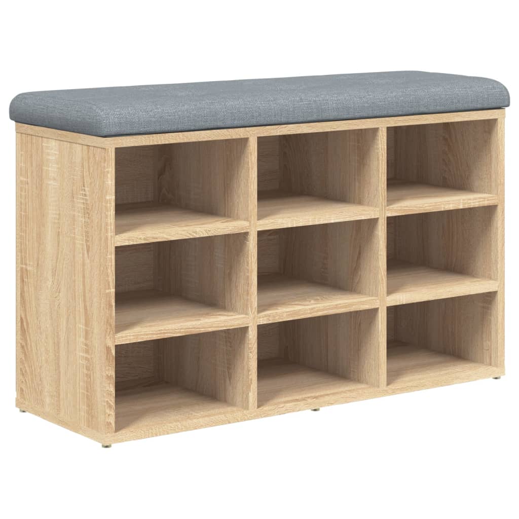 Schoenenbank 102x32x50 cm bewerkt hout eikenkleurig