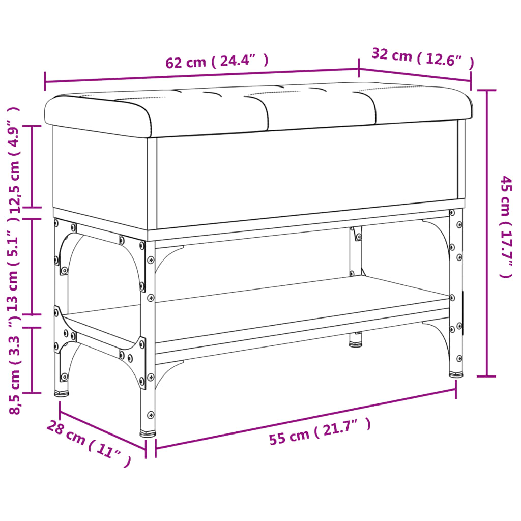 Schoenenbank 102x32x45 cm bewerkt hout