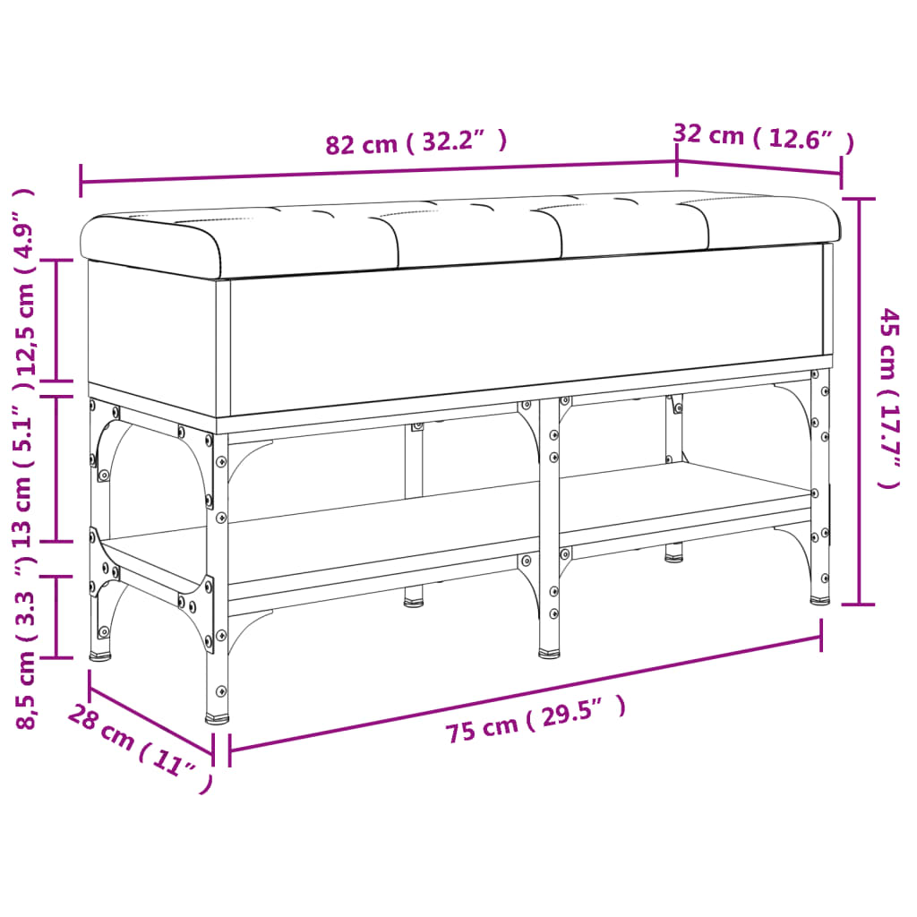 Schoenenbank 102x32x45 cm bewerkt hout