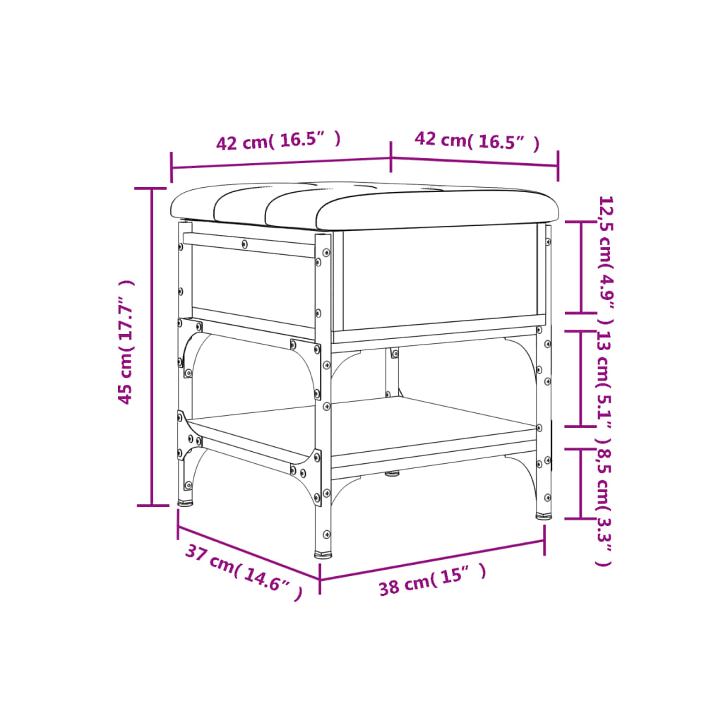 Schoenenbank 82x42x45 cm bewerkt hout eikenkleurig