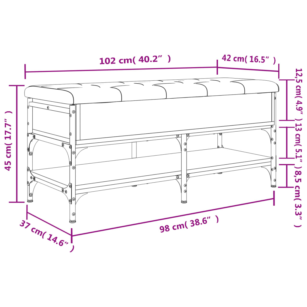 Schoenenbank 82x42x45 cm bewerkt hout eikenkleurig