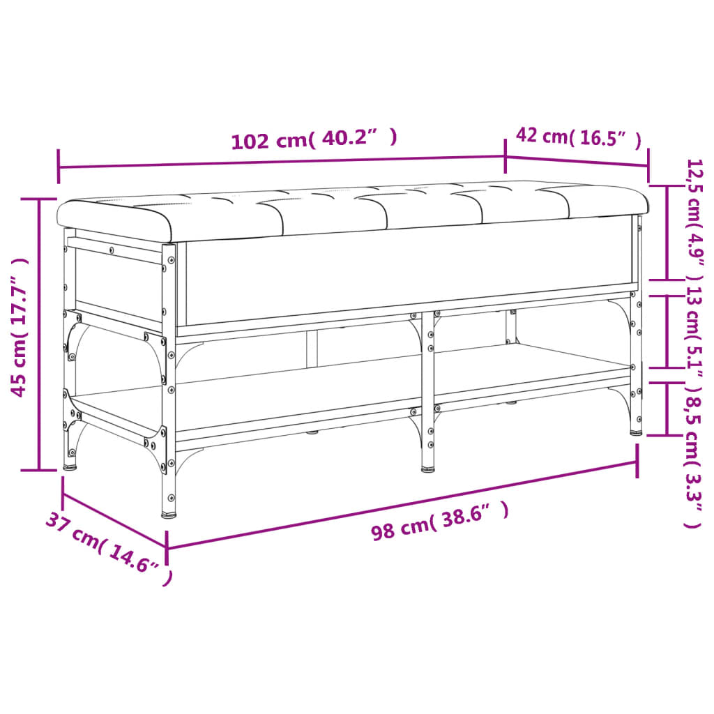 Schoenenbank 82x42x45 cm bewerkt hout eikenkleurig