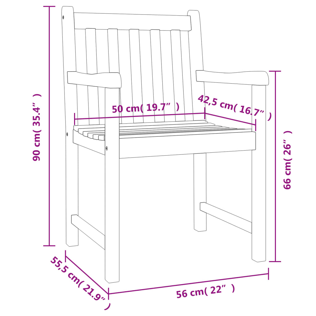 Tuinstoelen 8 st 56x55,5x90 cm massief acaciahout