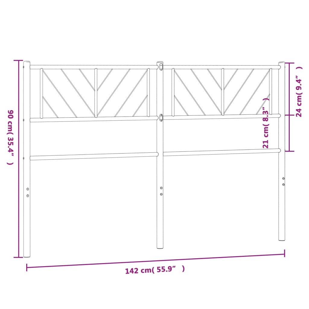 Hoofdbord 75 cm metaal