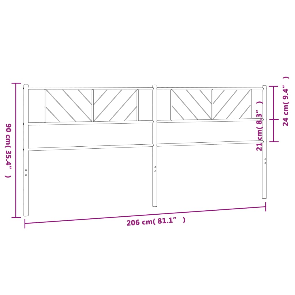 Hoofdbord 75 cm metaal