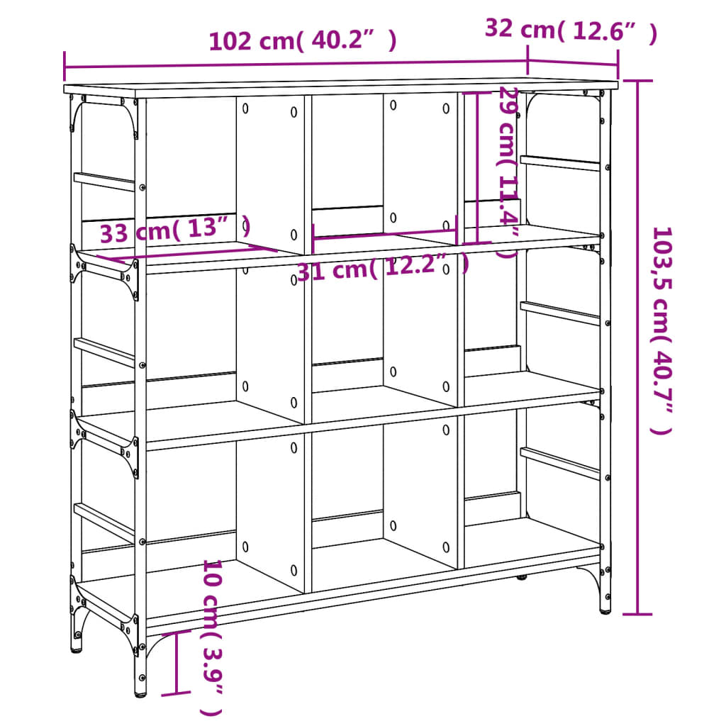 Dressoir 102x32x73,5 cm bewerkt hout eikenkleurig