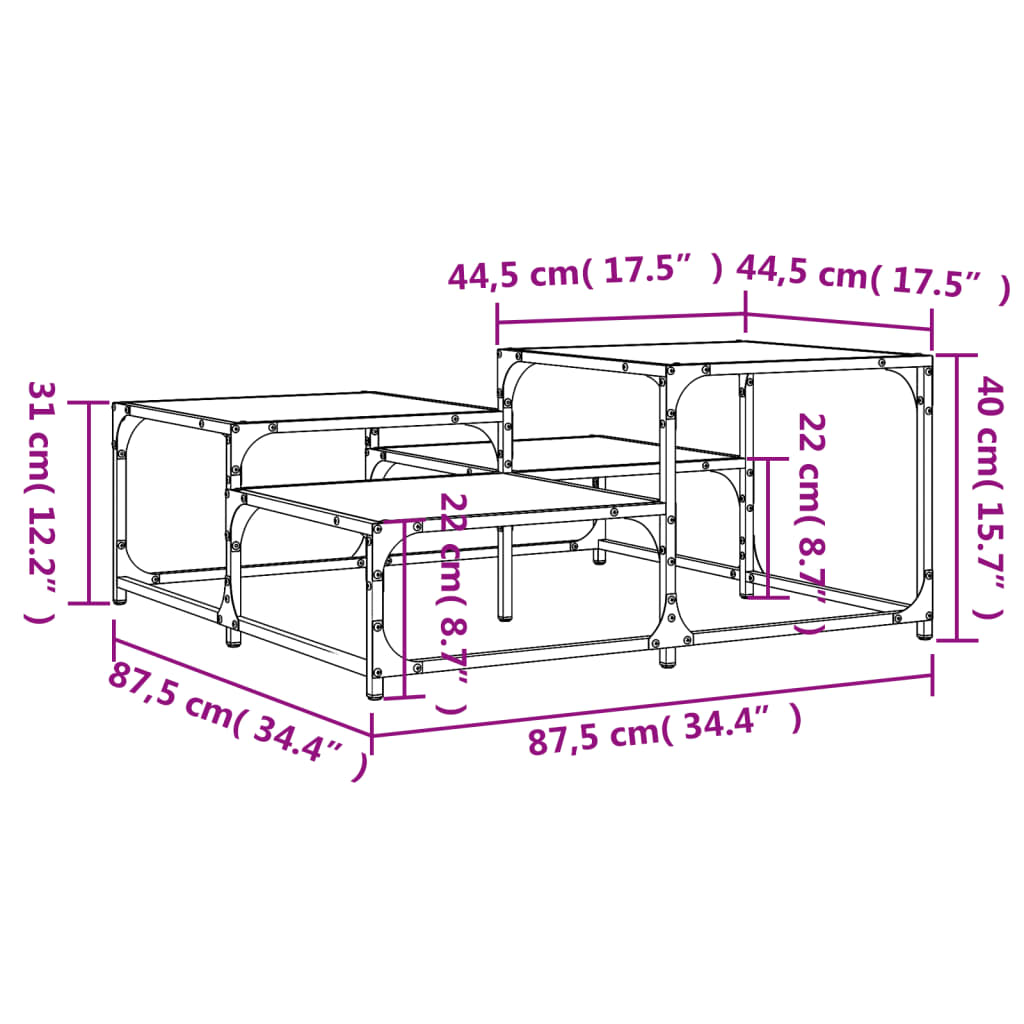 Salontafel 68x68x40 cm bewerkt hout eikenkleurig