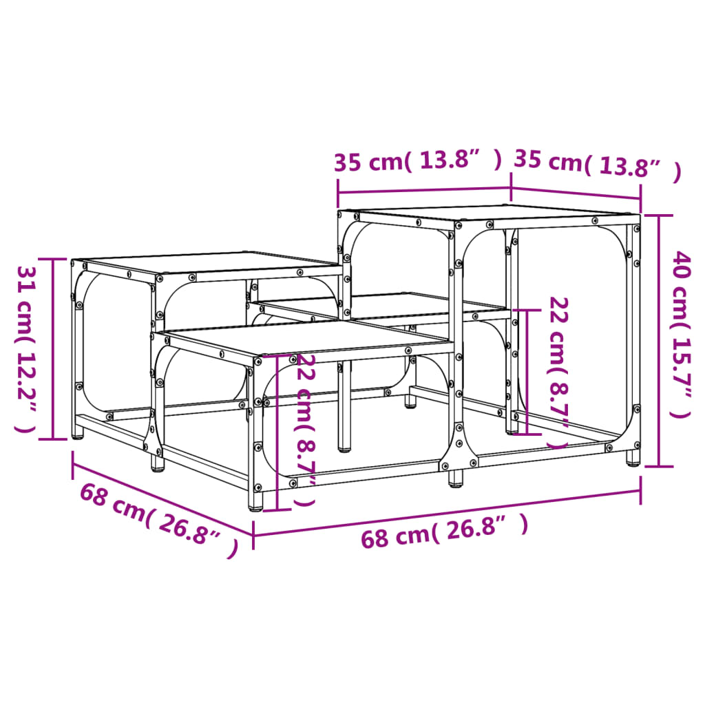 Salontafel 68x68x40 cm bewerkt hout eikenkleurig