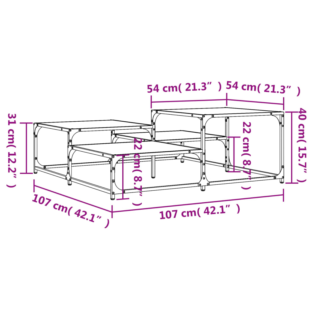 Salontafel 68x68x40 cm bewerkt hout eikenkleurig