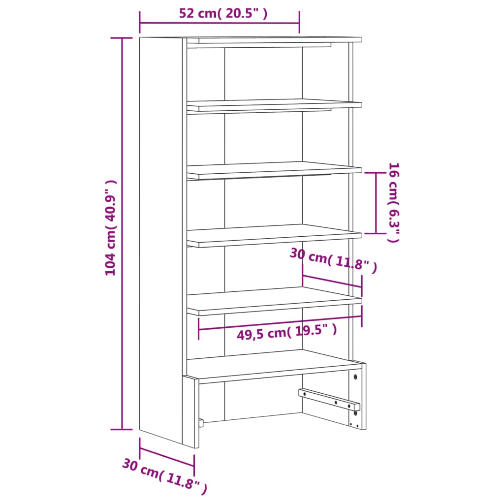 Schoenenkast 52x30x104 cm massief grenenhout