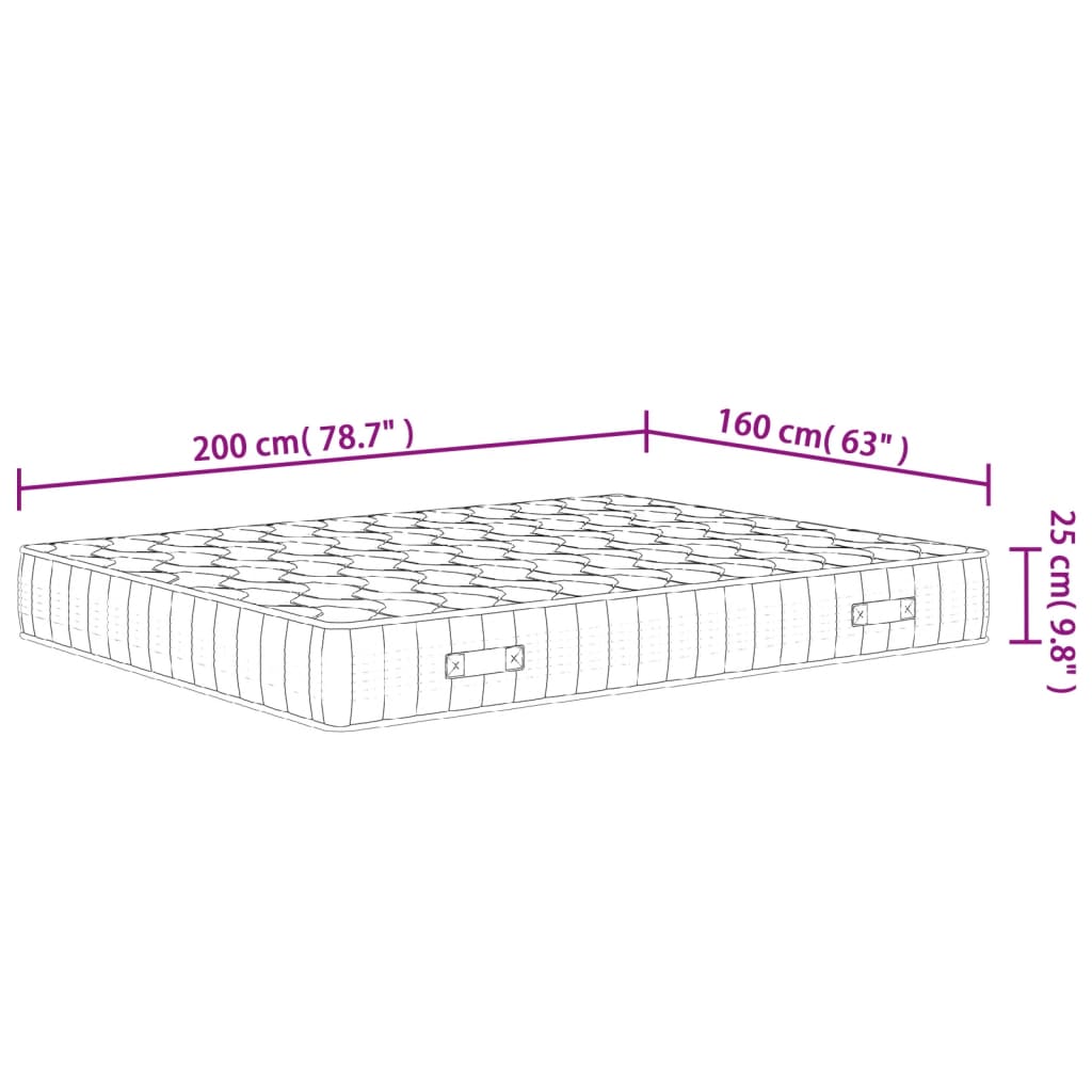 Pocketveringmatras middelhard-hard 160x200 cm Super King Size