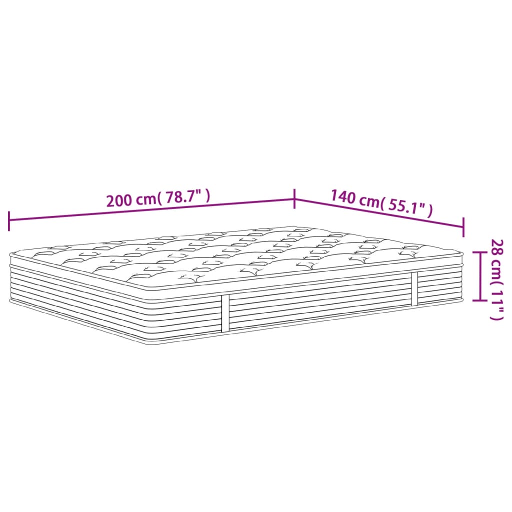 Pocketveringmatras middelhard-plus 90x200 cm