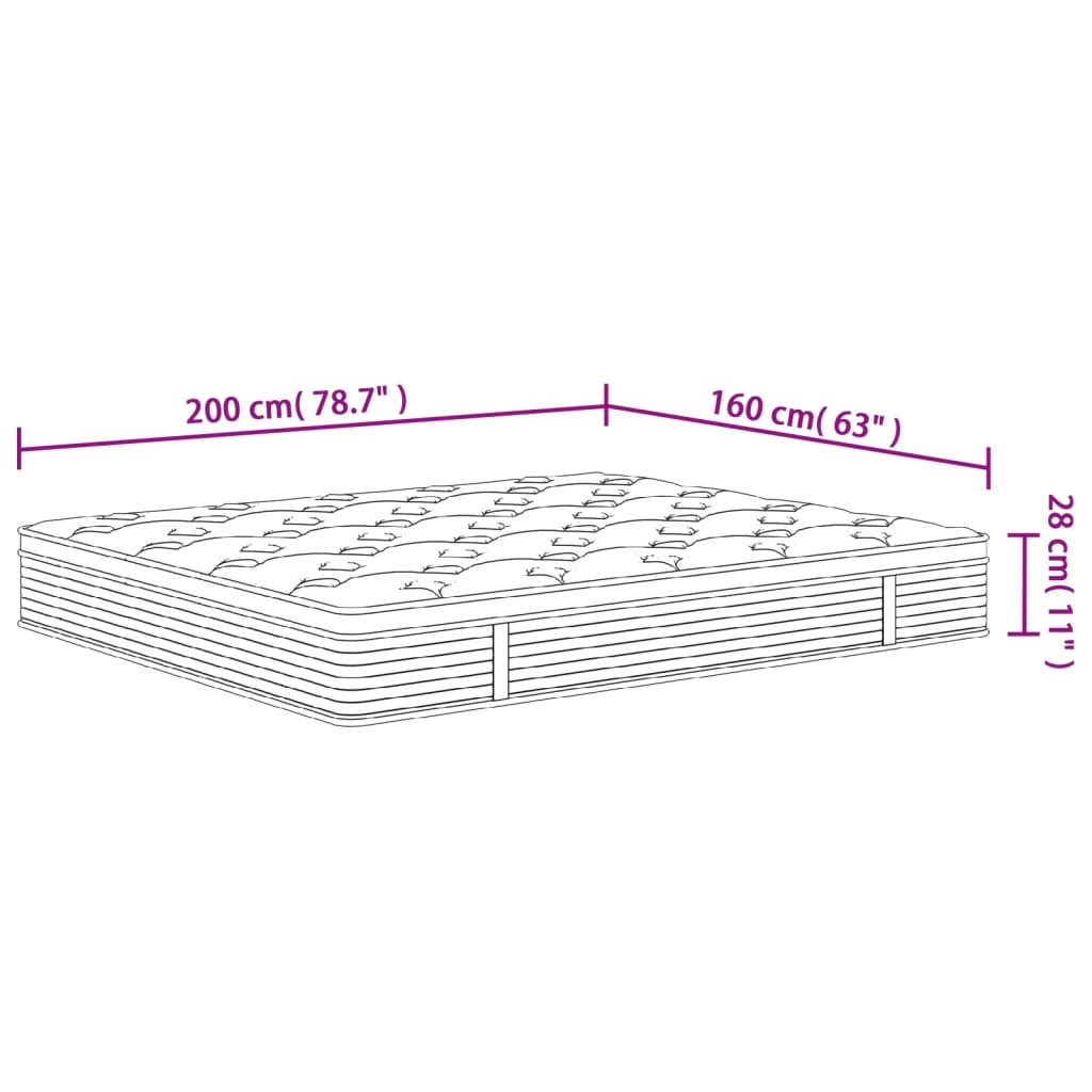 Pocketveringmatras middelhard-plus 90x200 cm