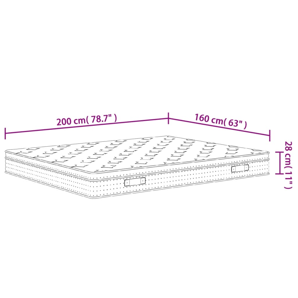 Pocketveringmatras middelhard-plus 70x200 cm