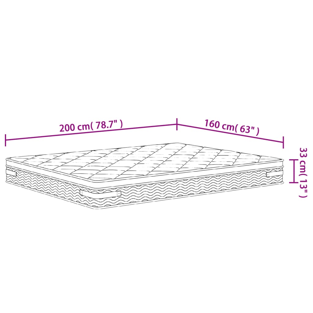 Pocketveringmatras middelhard-plus 200x200 cm