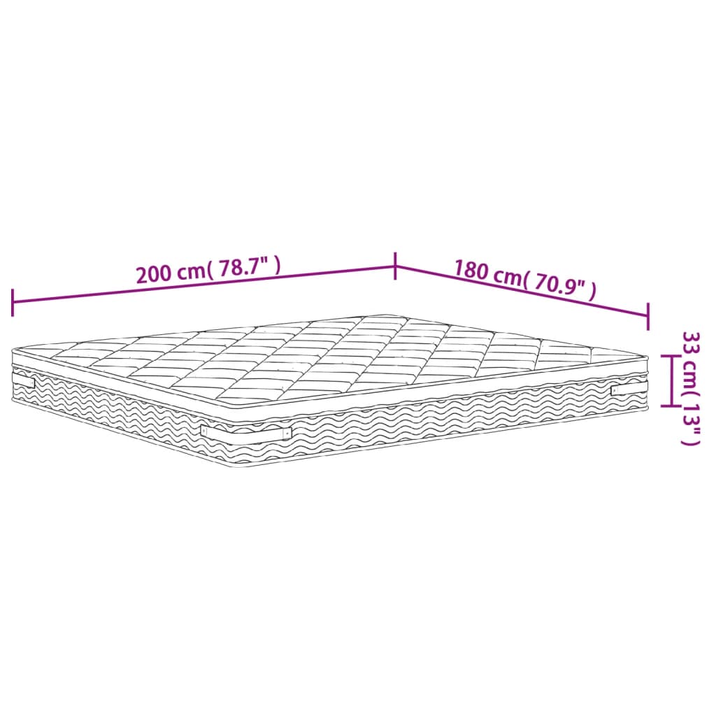 Pocketveringmatras middelhard-plus 200x200 cm