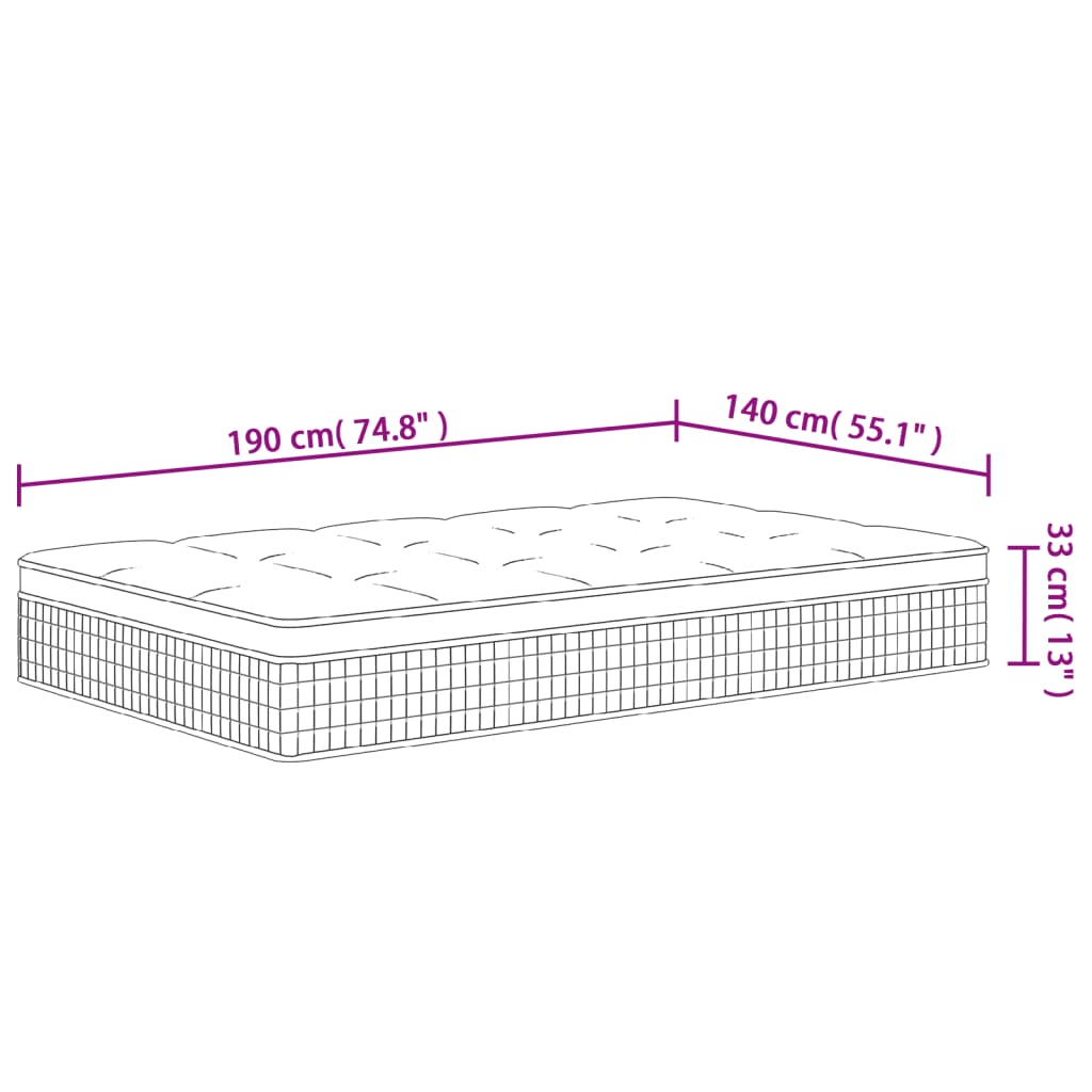 Pocketveringmatras middelhard-hard 200x200 cm