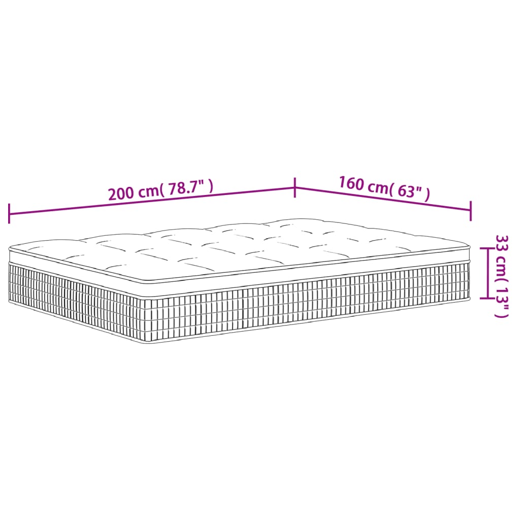 Pocketveringmatras middelhard-hard 200x200 cm