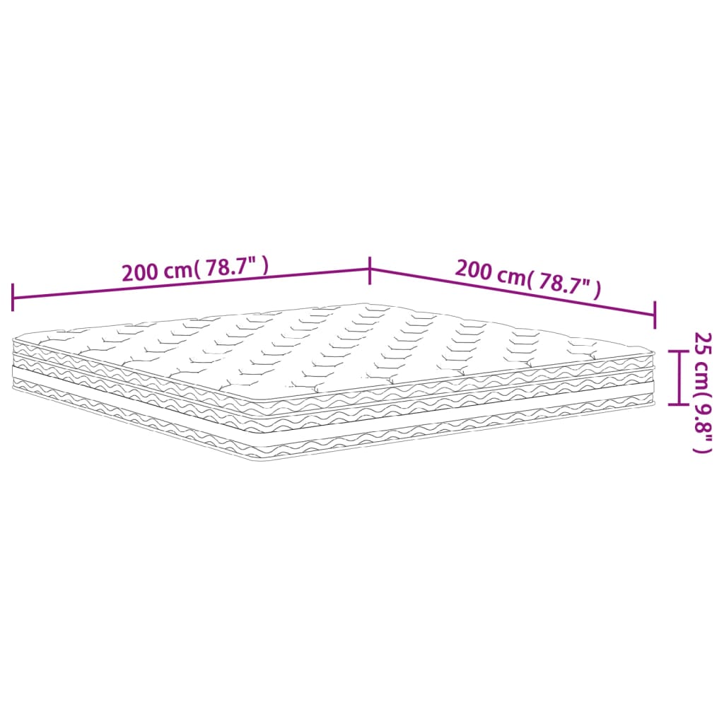 Pocketveringmatras middelhard 200x200 cm