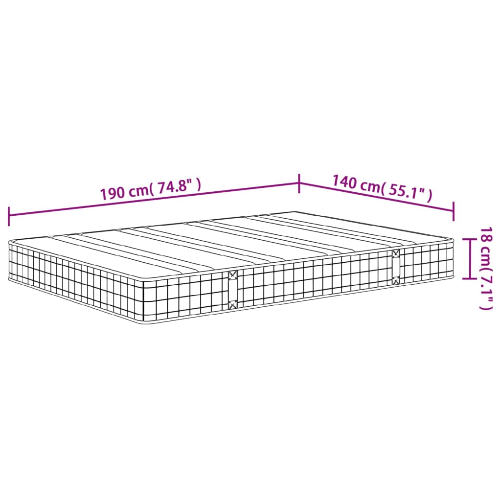 Binnenveringmatras middelhard 70x200 cm