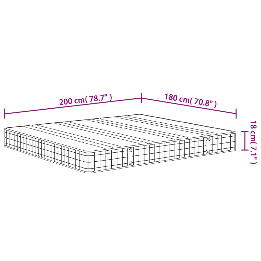 Binnenveringmatras middelhard 70x200 cm