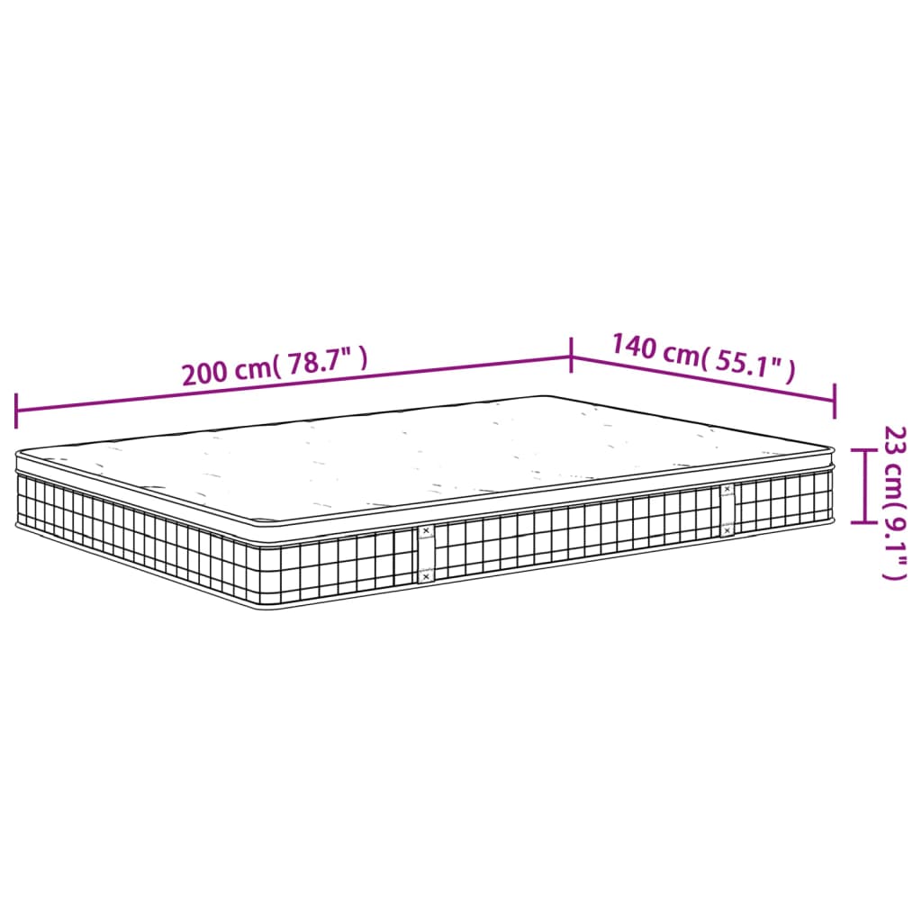 Binnenveringmatras middelhard 90x200 cm