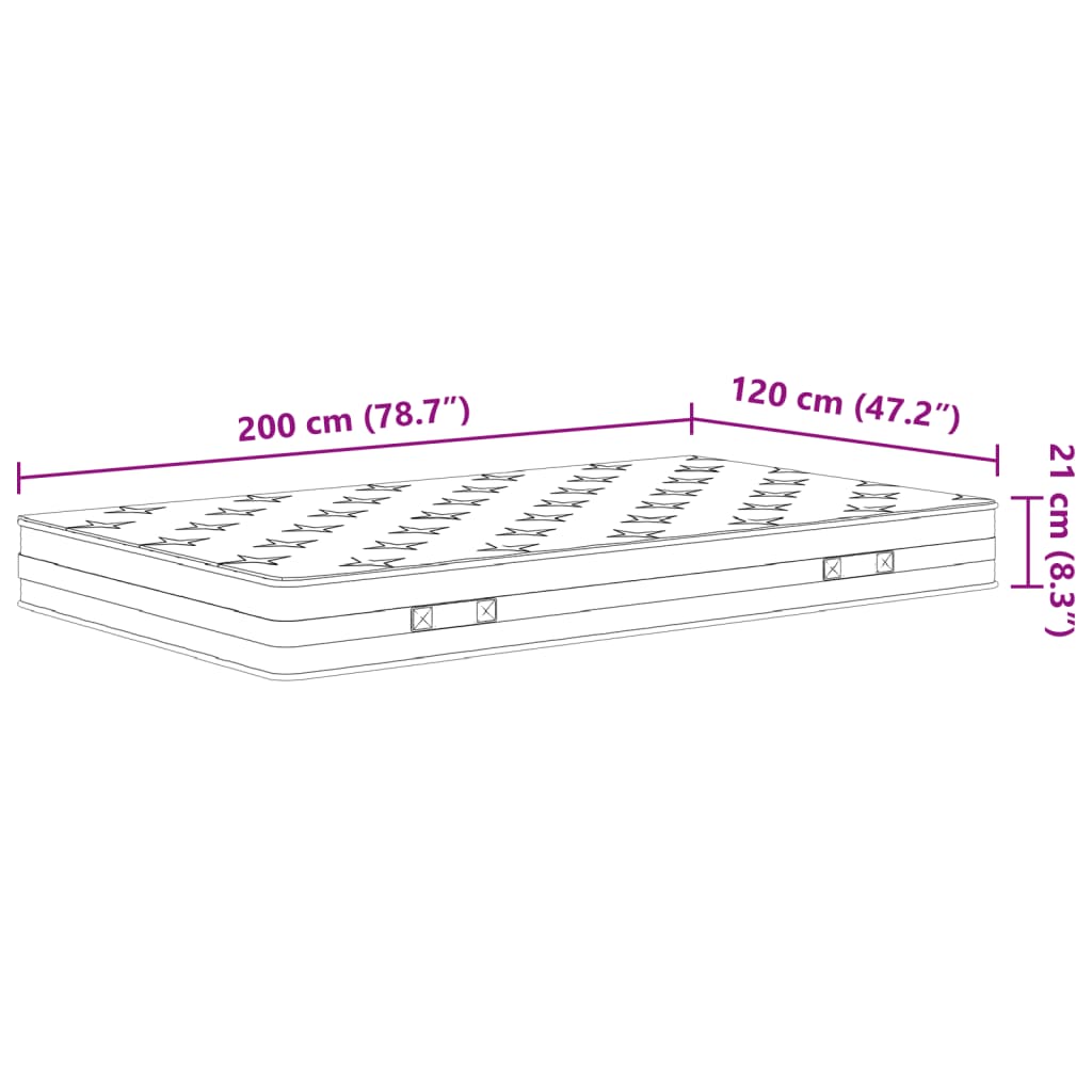 Binnenveringmatras middelhard 200x200 cm King Size