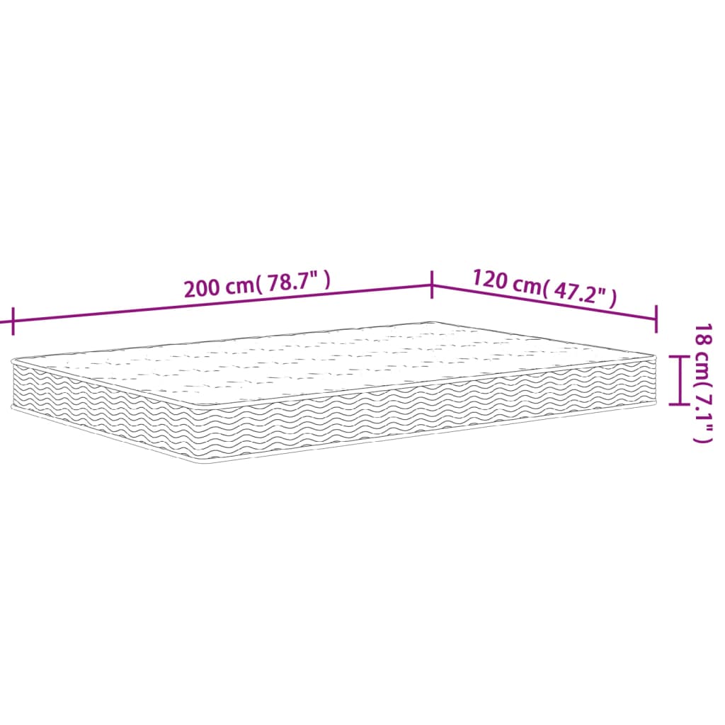 Binnenveringmatras middelhard 80x200 cm