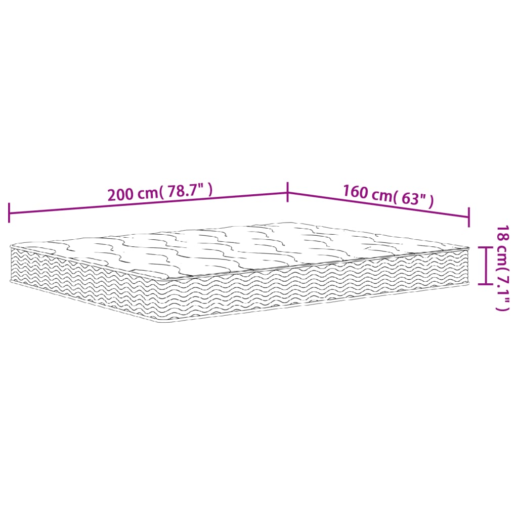 Binnenveringmatras middelhard 70x200 cm