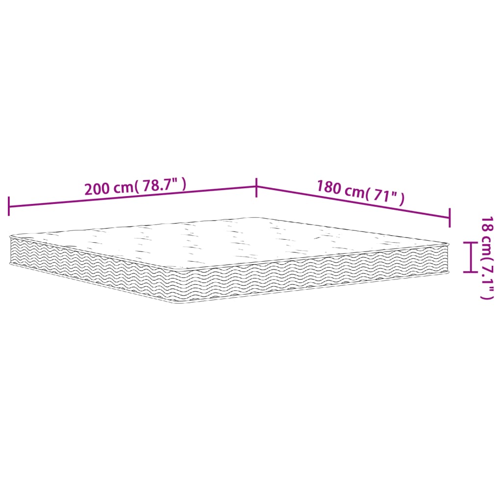 Binnenveringmatras middelhard 70x200 cm