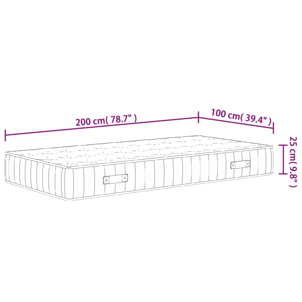 Pocketveringmatras middelhard-hard 160x200 cm Super King Size