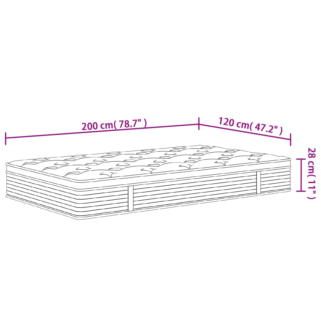 Pocketveringmatras middelhard-plus 90x200 cm