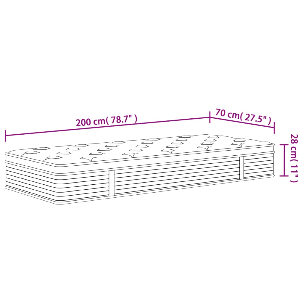 Pocketveringmatras middelhard-plus 90x200 cm