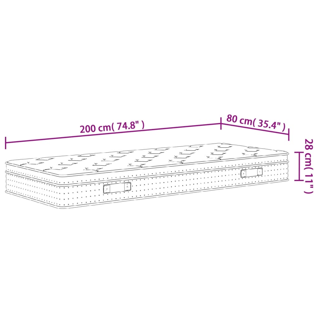 Pocketveringmatras middelhard-plus 70x200 cm