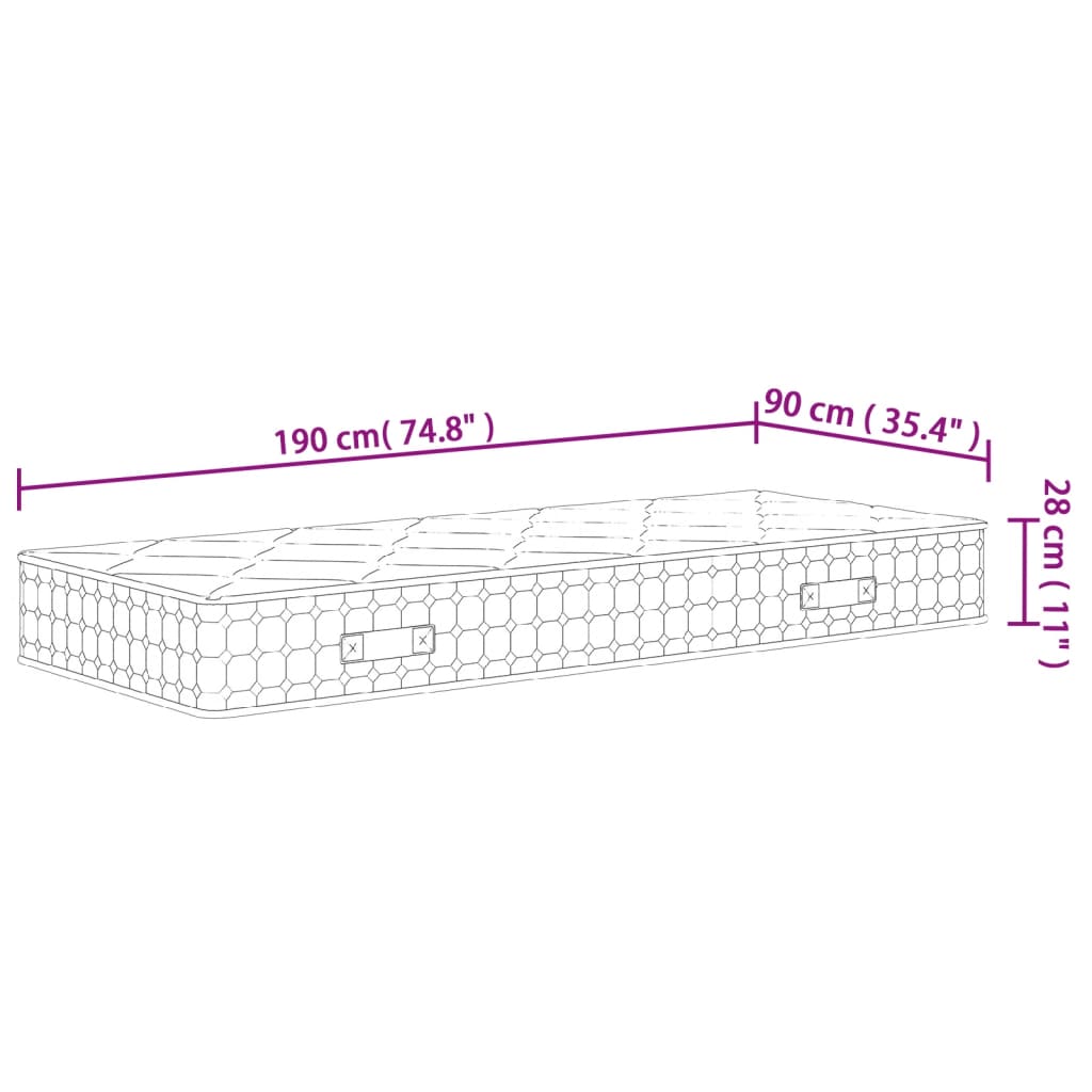 Pocketveringmatras middelhard-plus 70x200 cm